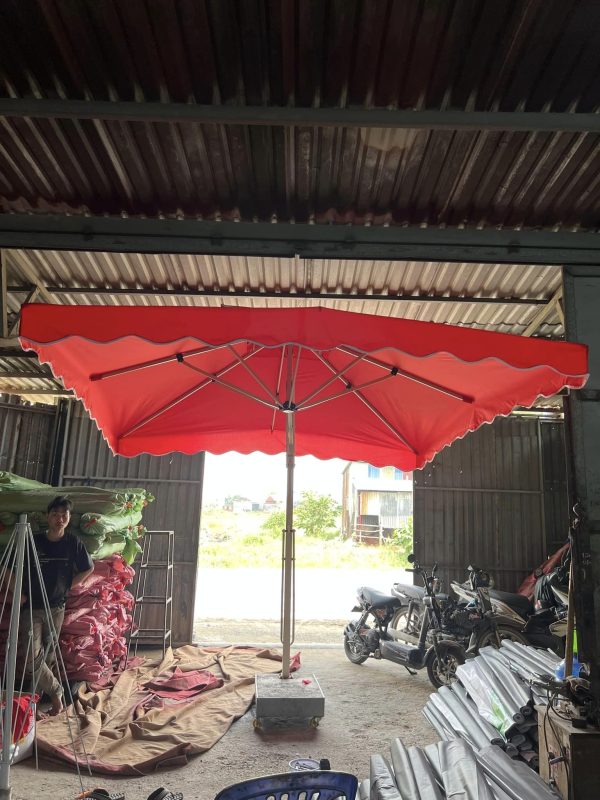 Ô dù lệch tâm vuông 2.5m (có mái rủ) màu màu đỏ