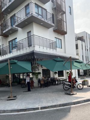 Mẫu Ô Dù Lệch Tâm Vuông Hệ Nâng Hạ Màu Xanh Đẹp