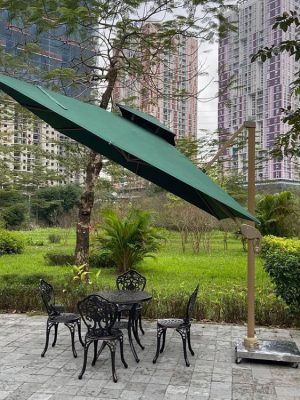 Mẫu Ô Dù Lệch Tâm Vuông Hệ Nâng Hạ Màu Xanh Đẹp