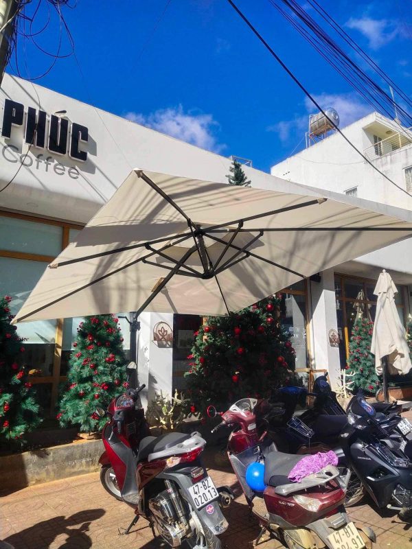 Mẫu Ô Dù Lệch Tâm Vuông 2.5m (Màu Trắng) Đẹp