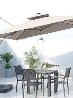 Ô dù lệch tâm có đèn 3x3m dạng thanh dài (đế nhựa đổ nước)