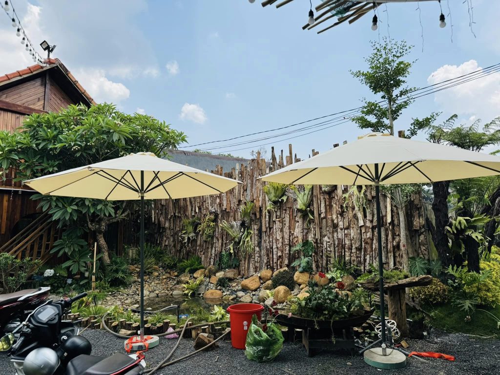 Ô dù chính tâm tròn che nắng (màu kem) Ô dù chính tâm tròn che nắng (màu kem)