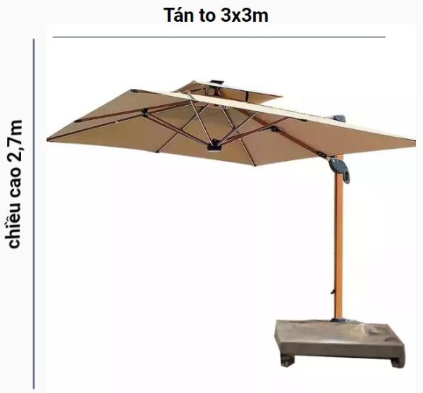Ô dù lệch tâm có đèn 3x3m dạng sao (đế nhựa đổ nước)