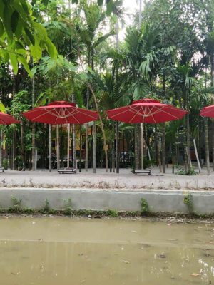 Ô dù lệch tâm tròn xoay 360 độ thân hợp kim (màu đỏ)