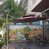 Ô dù lệch tâm tròn xoay 360 độ thân hợp kim (màu đỏ)