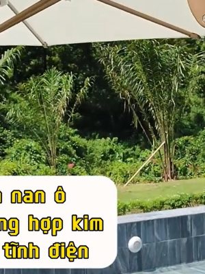Ô dù lệch tâm tròn hợp kim xoay 360 (trắng kem)