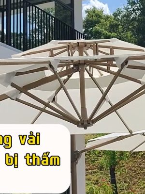 Ô dù lệch tâm tròn hợp kim xoay 360 (trắng kem)