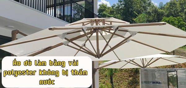 Ô dù lệch tâm tròn hợp kim xoay 360 (trắng kem)