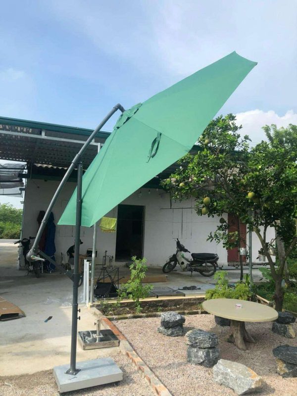 Ô dù lệch tâm tròn hệ móc câu che nắng quán cafe